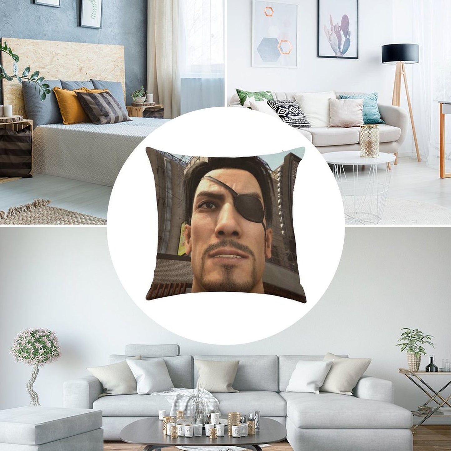 Goro Majima Linen Throw Pillow Cover