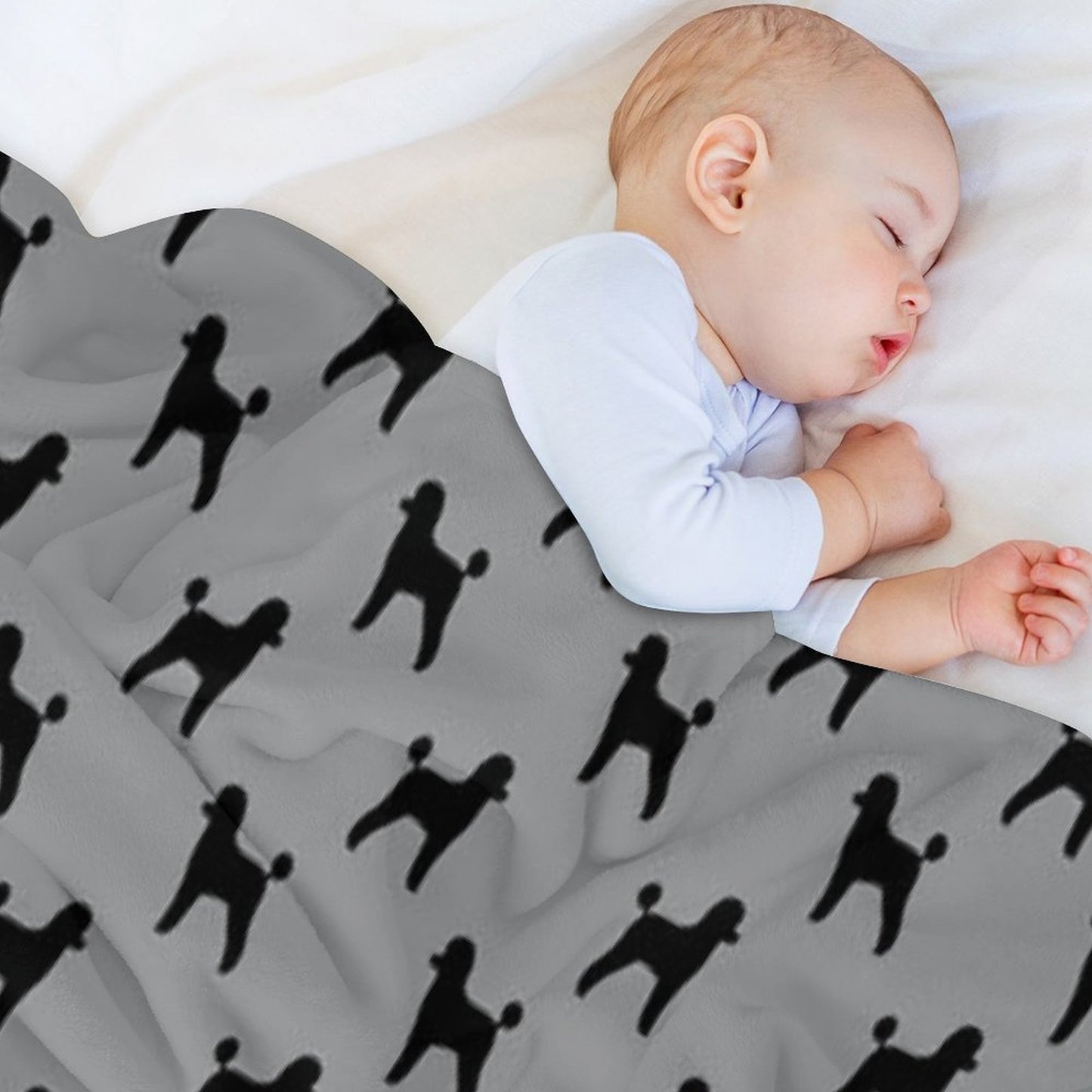 Black Toy Poodle Silhouette(s) Throw Blanket