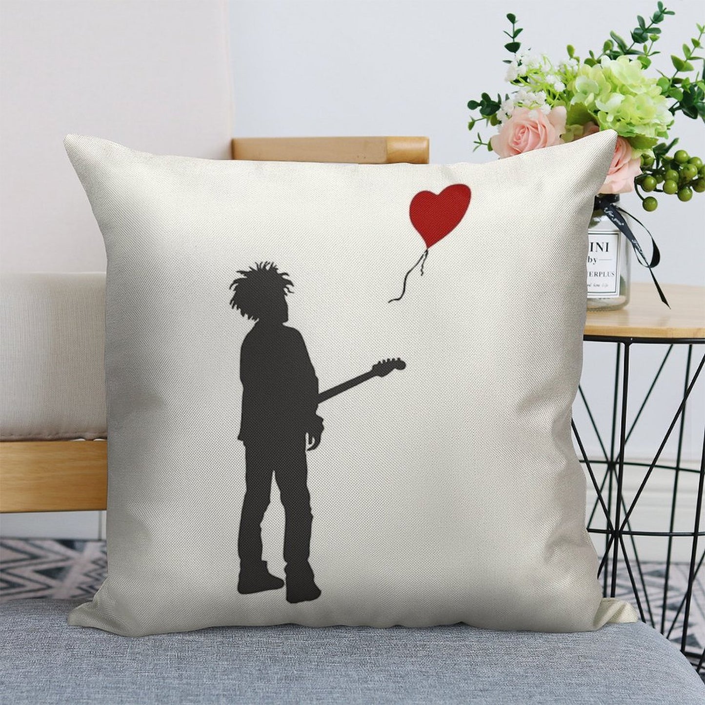 ROBERT THE CURE SMITH X BANKSY Linen Throw Pillow Cover