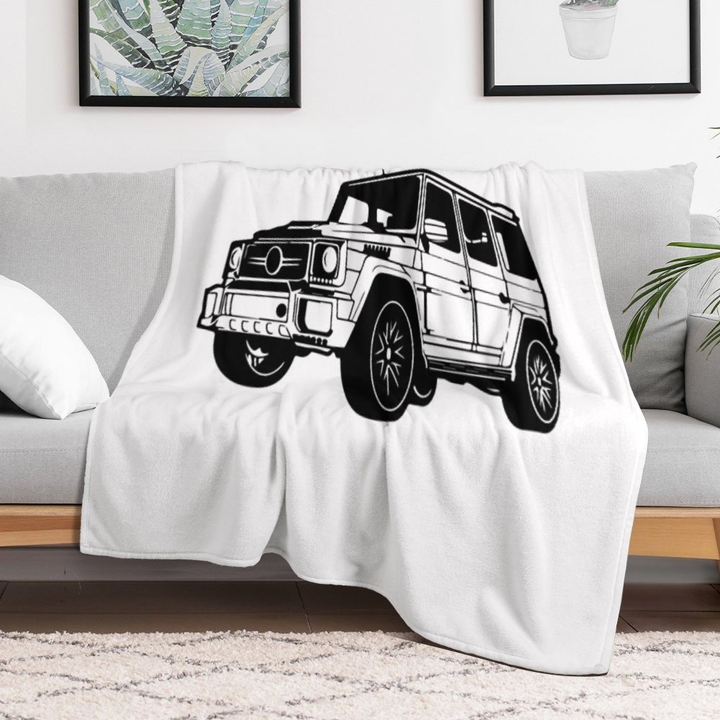 Mercedes G Class White Throw Blanket