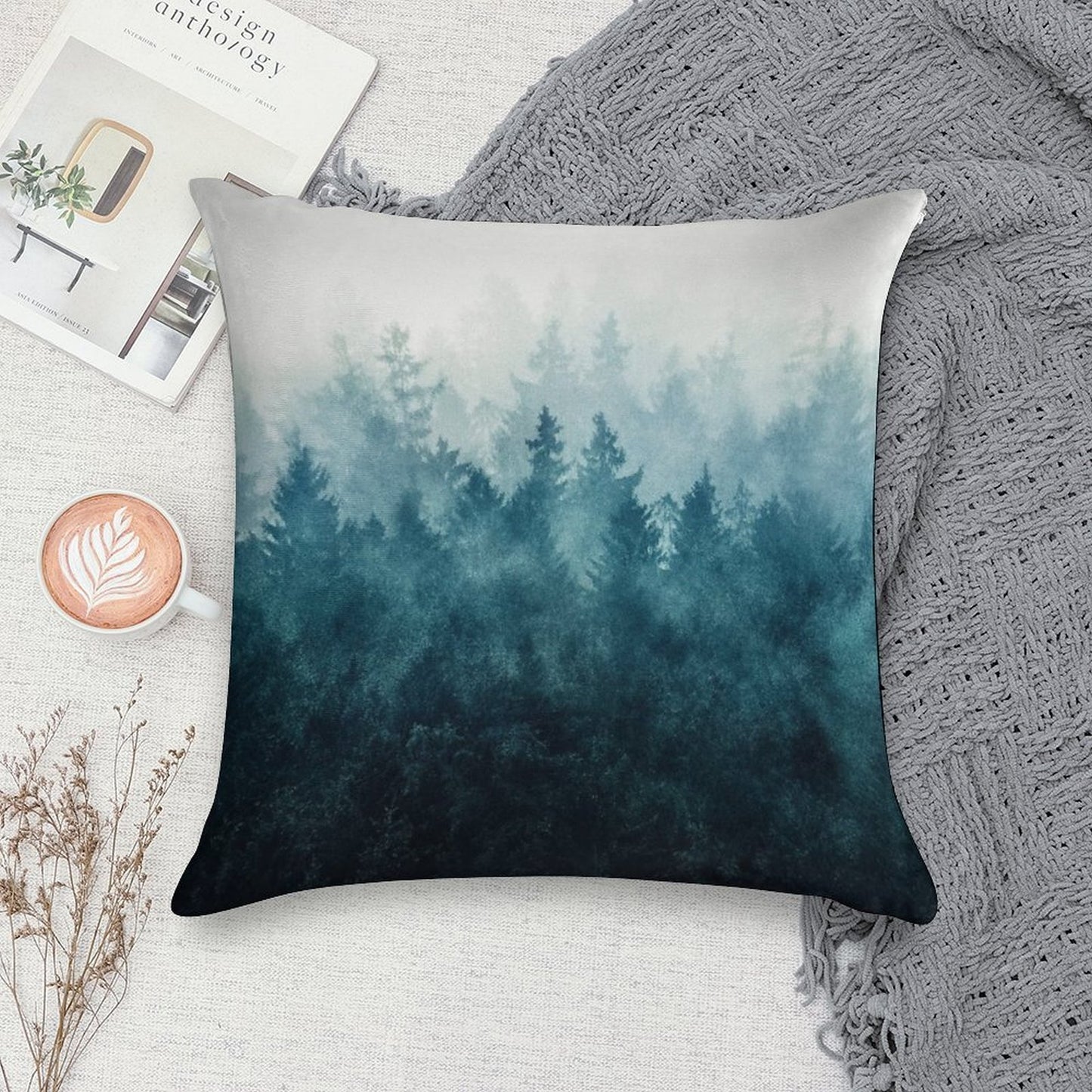 The Heart Of My Heart  So Far From Home In A Misty Foggy Fall Wilderness Forest Soft High-Density Material Throw Pillow