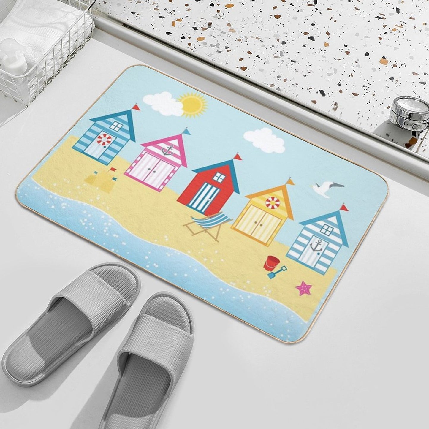 Huts on The Beach Bath Mat