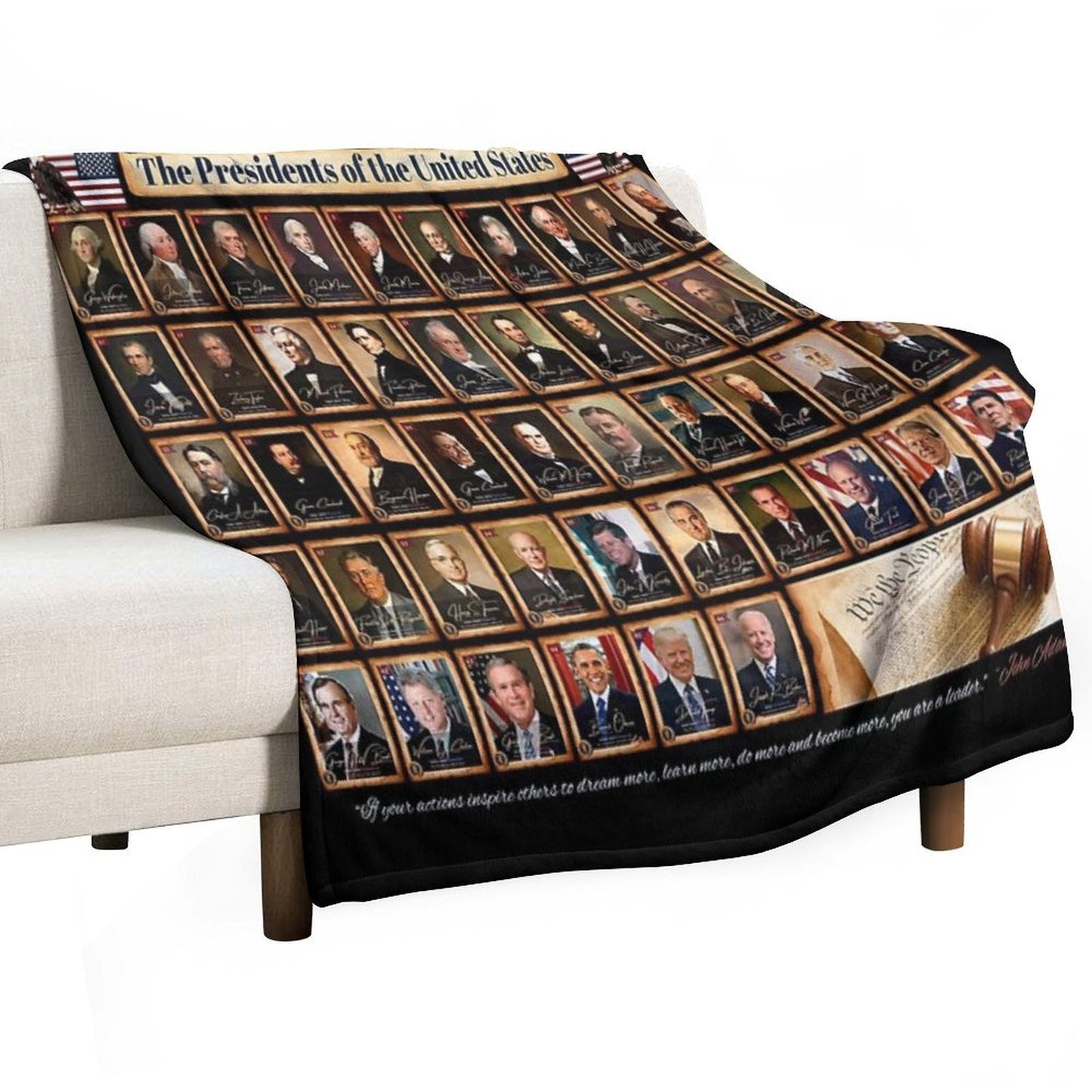 Presidents of The United States of America Horizontal in Full Color Throw Blanket