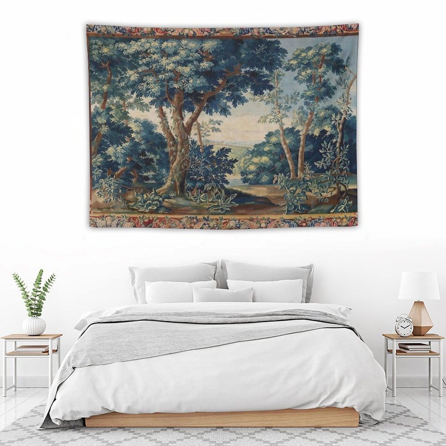 GREENERY, TREES IN WOODLAND LANDSCAPE Antique Flemish Tapestry Tapestry