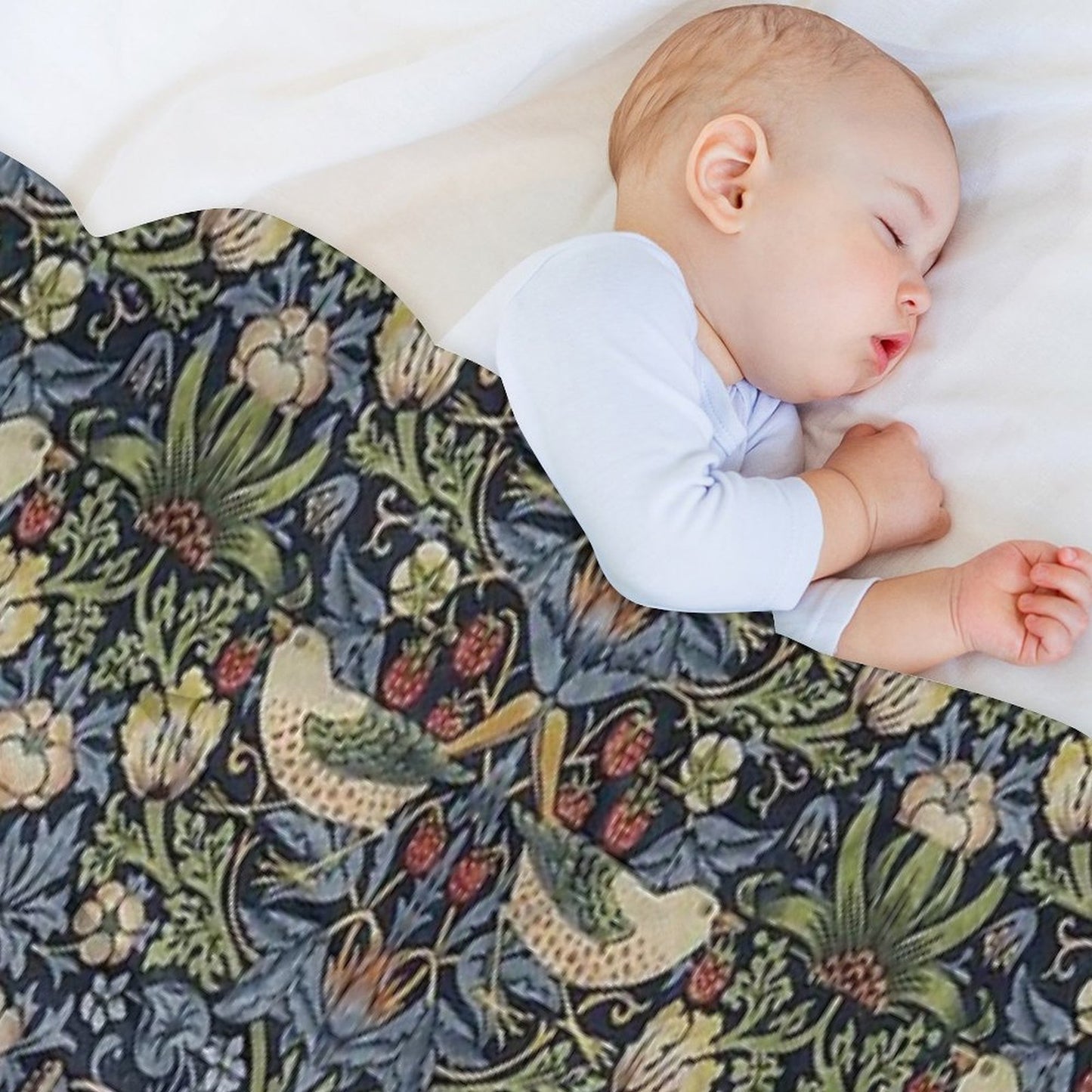 William Morris Strawberry Thief Pattern Throw Blanket