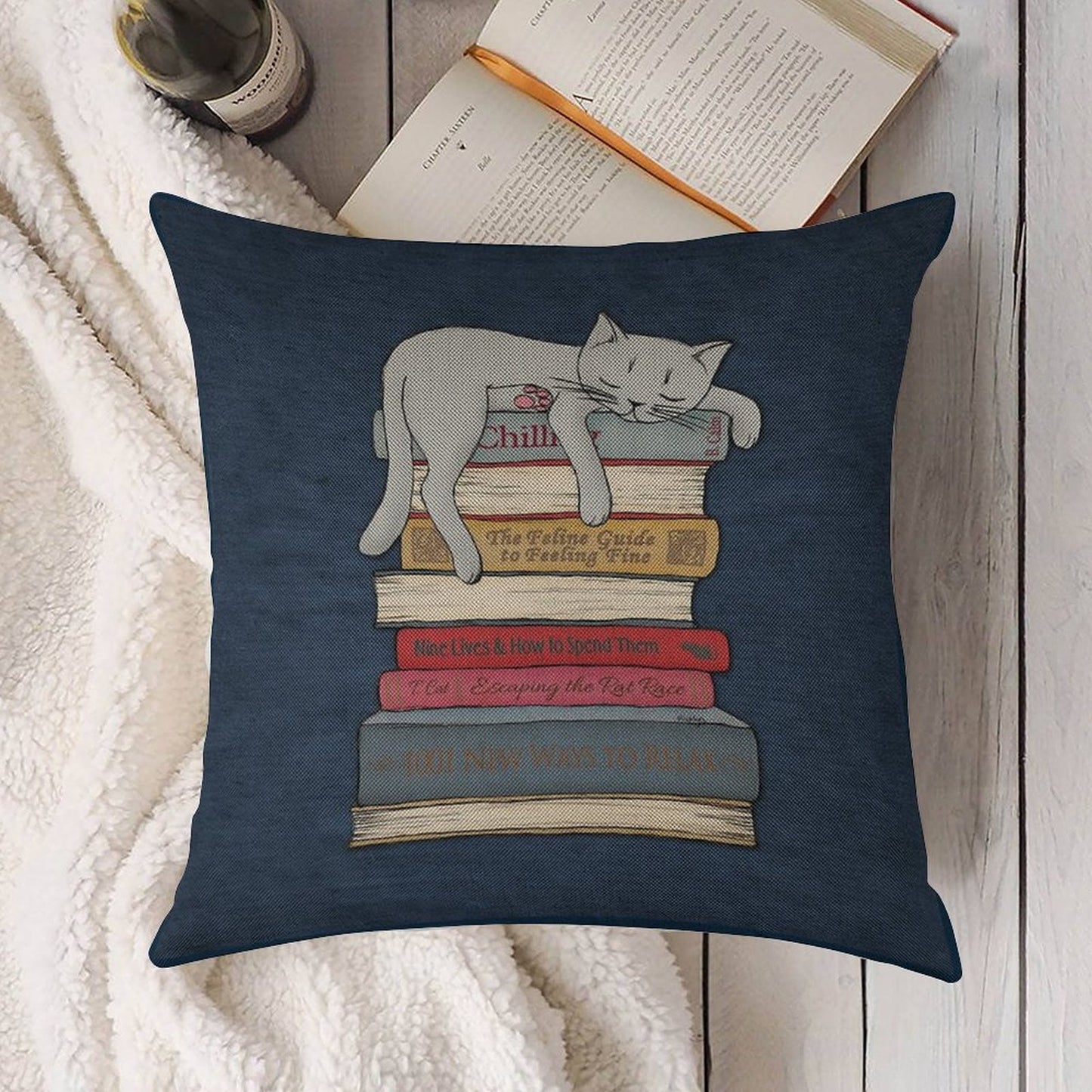 How to Chill Like A Cat Linen Throw Pillow Cover