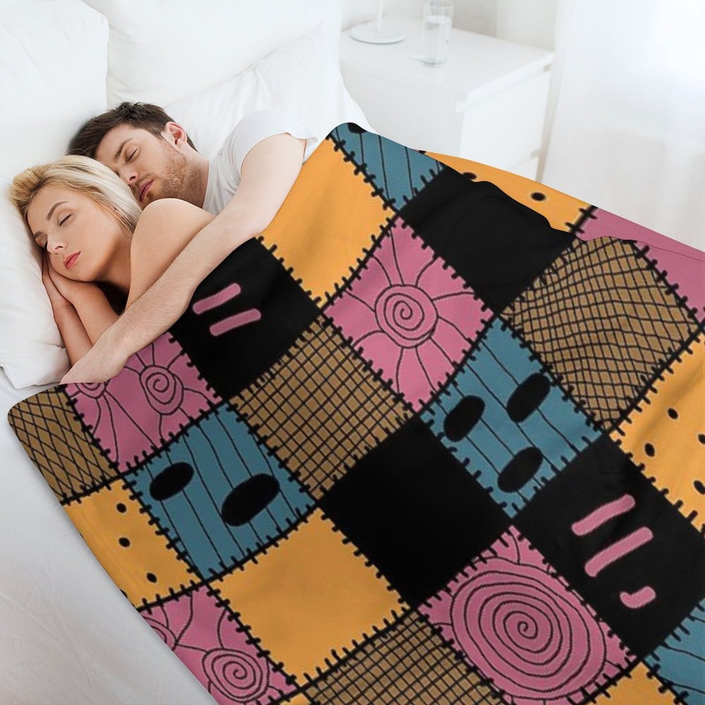 Nightmare Sally Inspired Pattern Throw Blanket