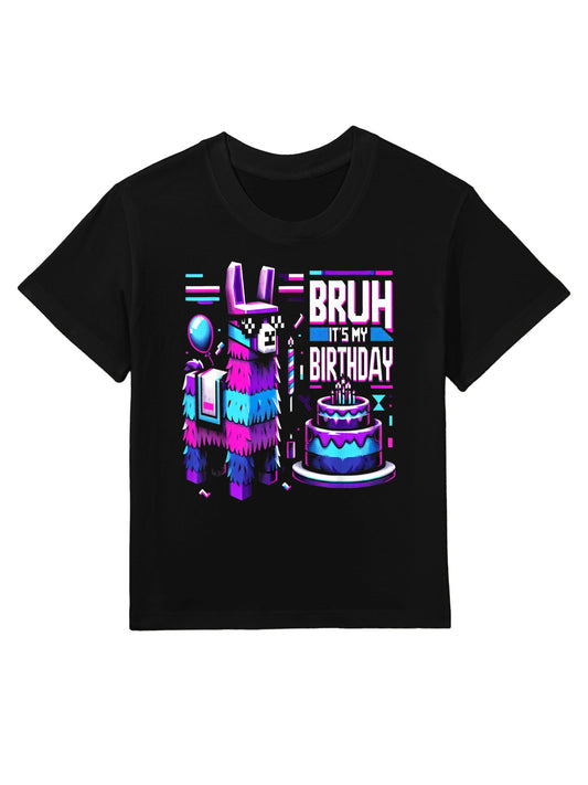 Bruh Its My Birthday Llama Pinata Boy Girl Family Party Bday Kids T-Shirt
