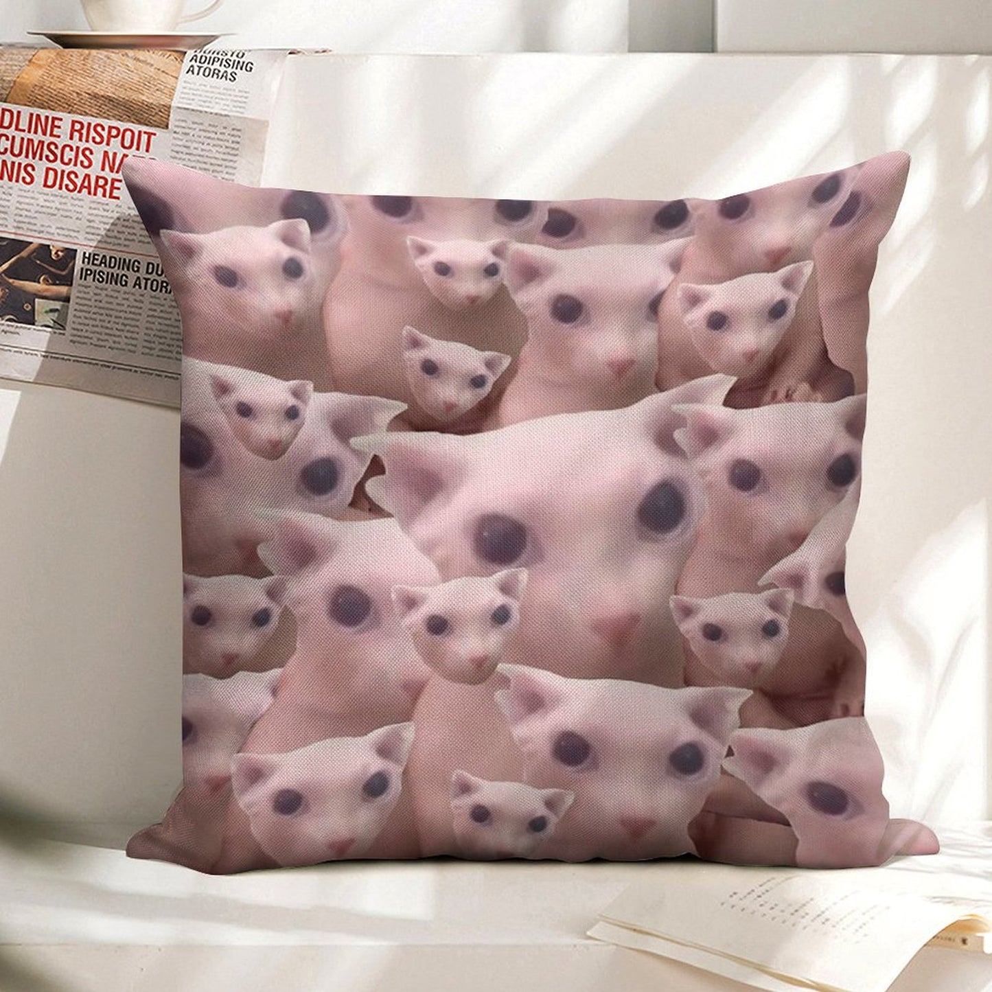 Bingus Pattern Linen Throw Pillow Cover