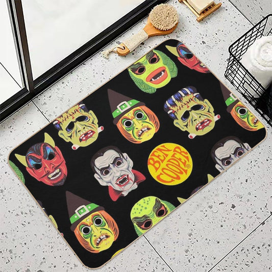 Vintage Halloween Masks Bath Mat
