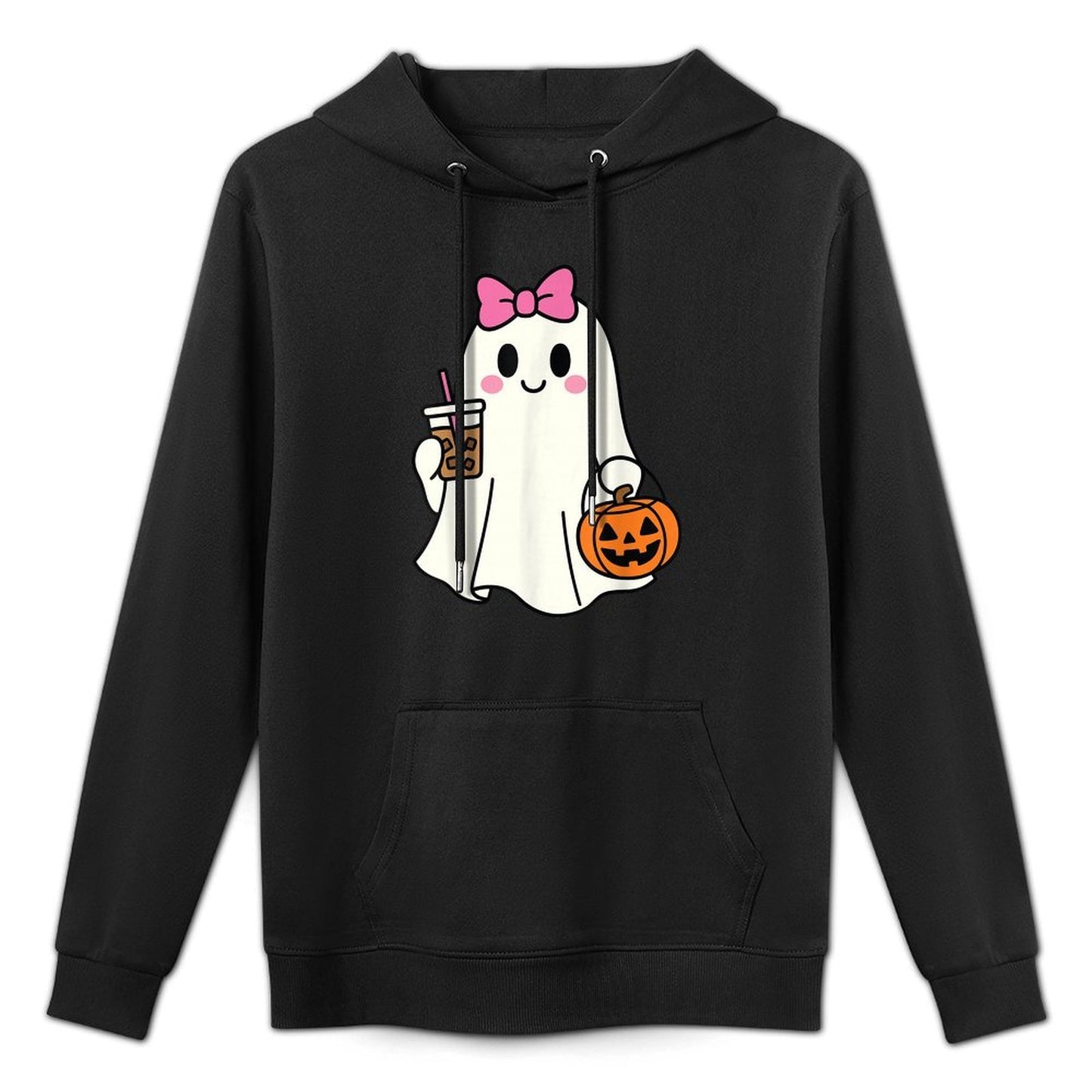 Halloween Ghost Drinking Coffee Iced Coffee Costume Women All-Day Comfort Hoodie