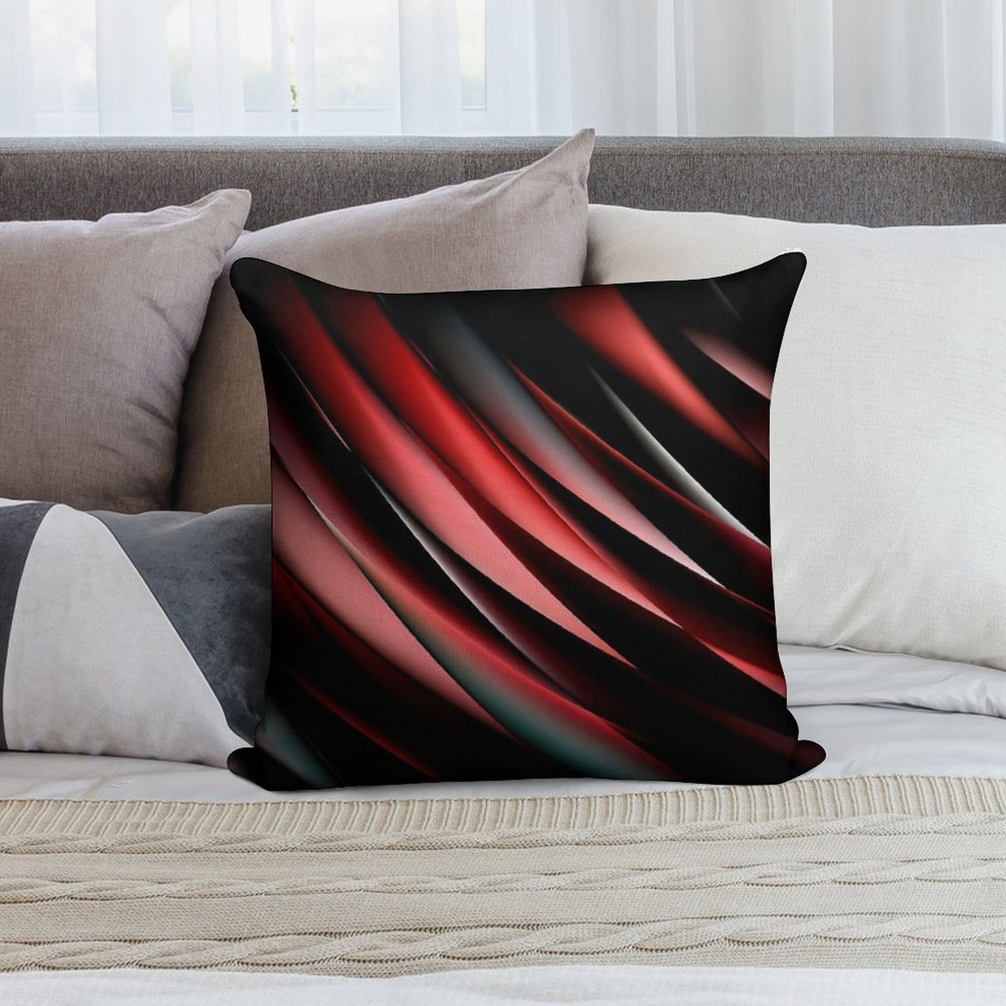 Decorative Red And Black Soft Shrink-Resistant Throw Pillow