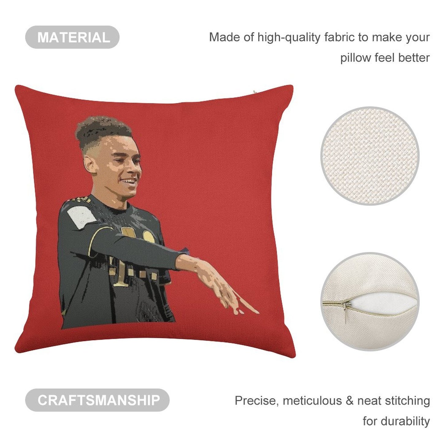 Jamal Musiala Linen Throw Pillow Cover