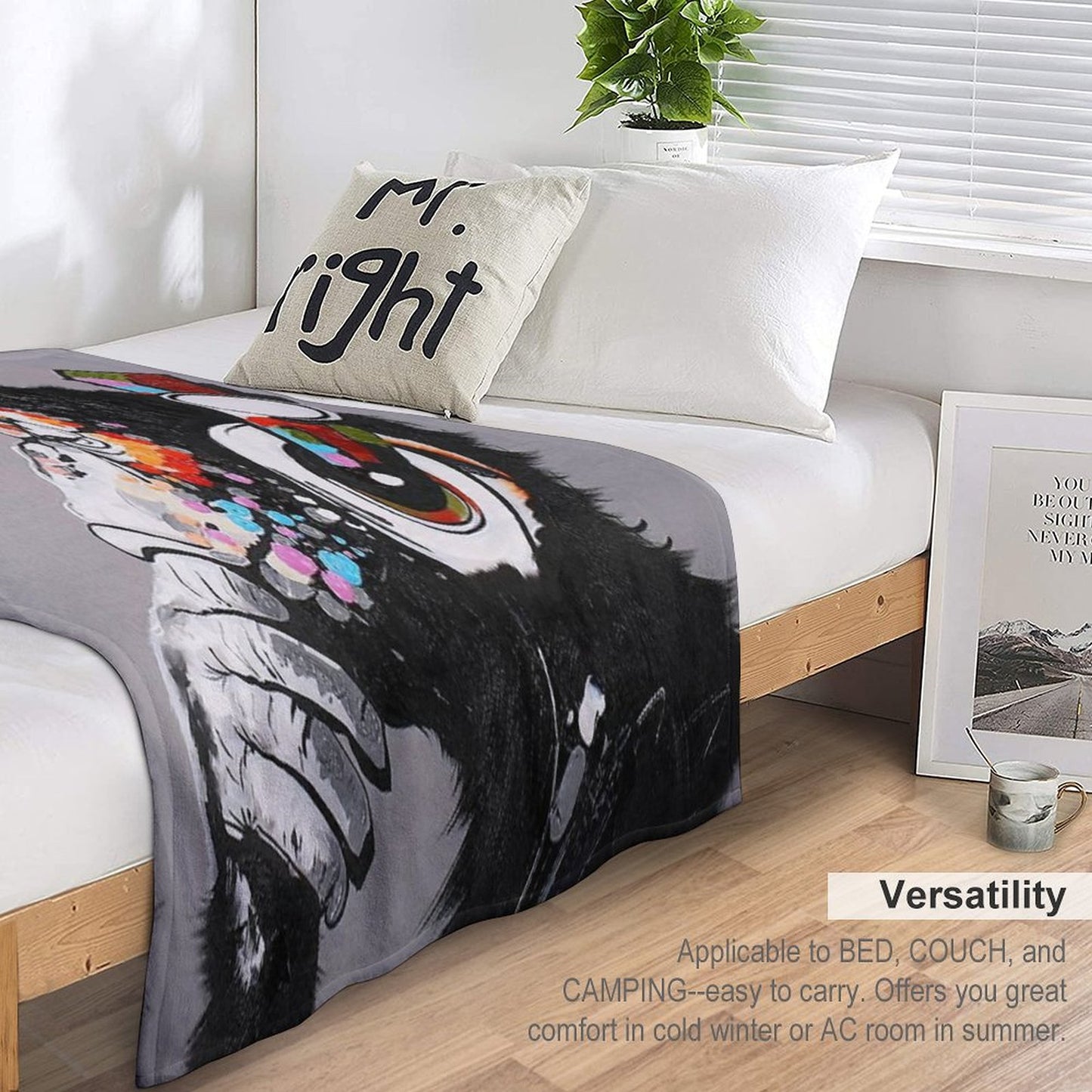 DJ Monkey With Headphones Thinking - Thinker Chimp Throw Blanket