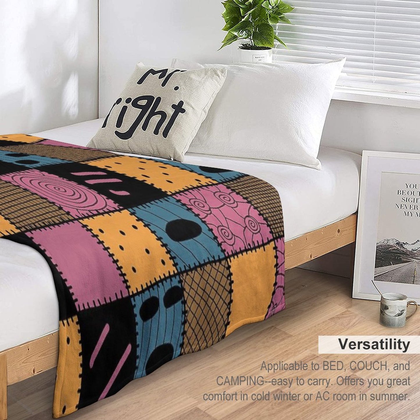 Nightmare Sally Inspired Pattern Throw Blanket