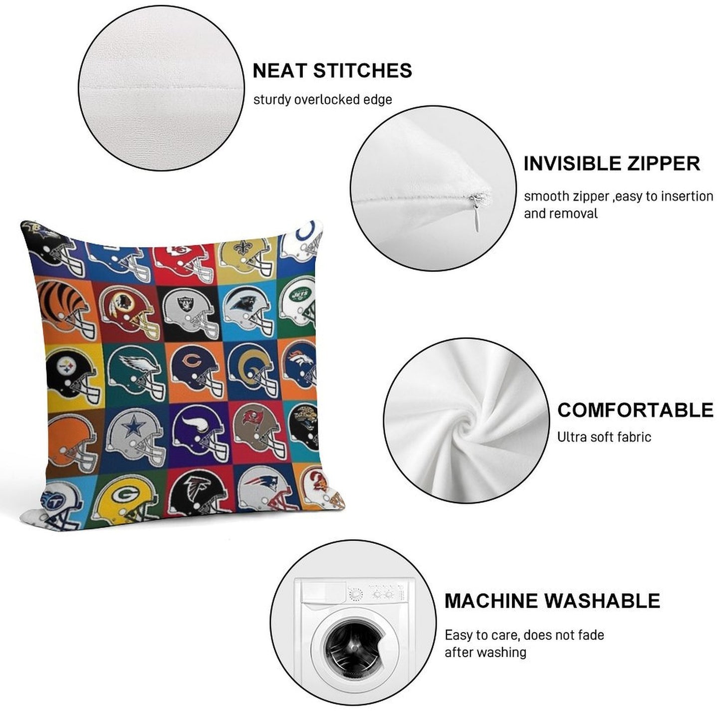 NFL USA Soft Short Plush Fabric Throw Pillow