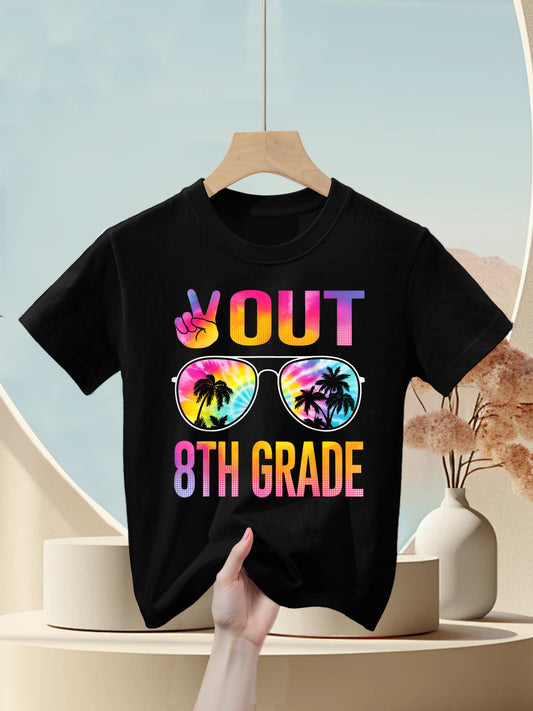 Peace Out 8th Grade Tie Dye Graduation Last Day Of School Kids T-Shirt