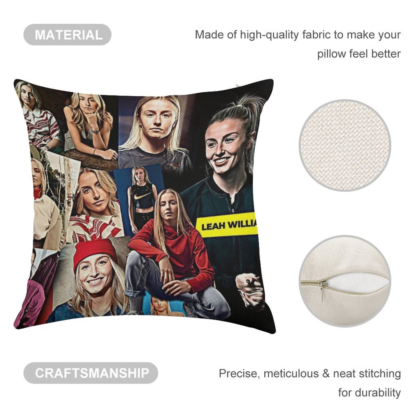 Leah Williamson Linen Throw Pillow Cover