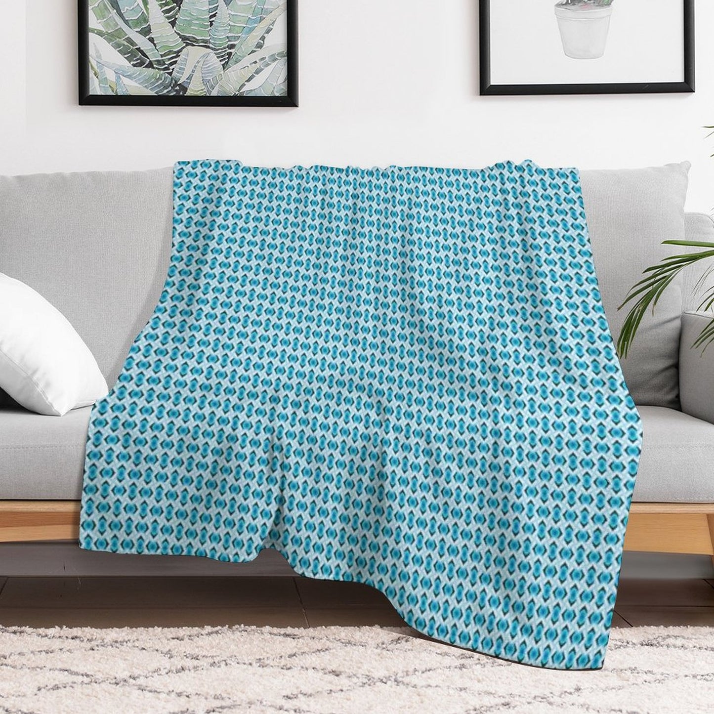 Overlapping Aqua Blue Diamonds Throw Blanket