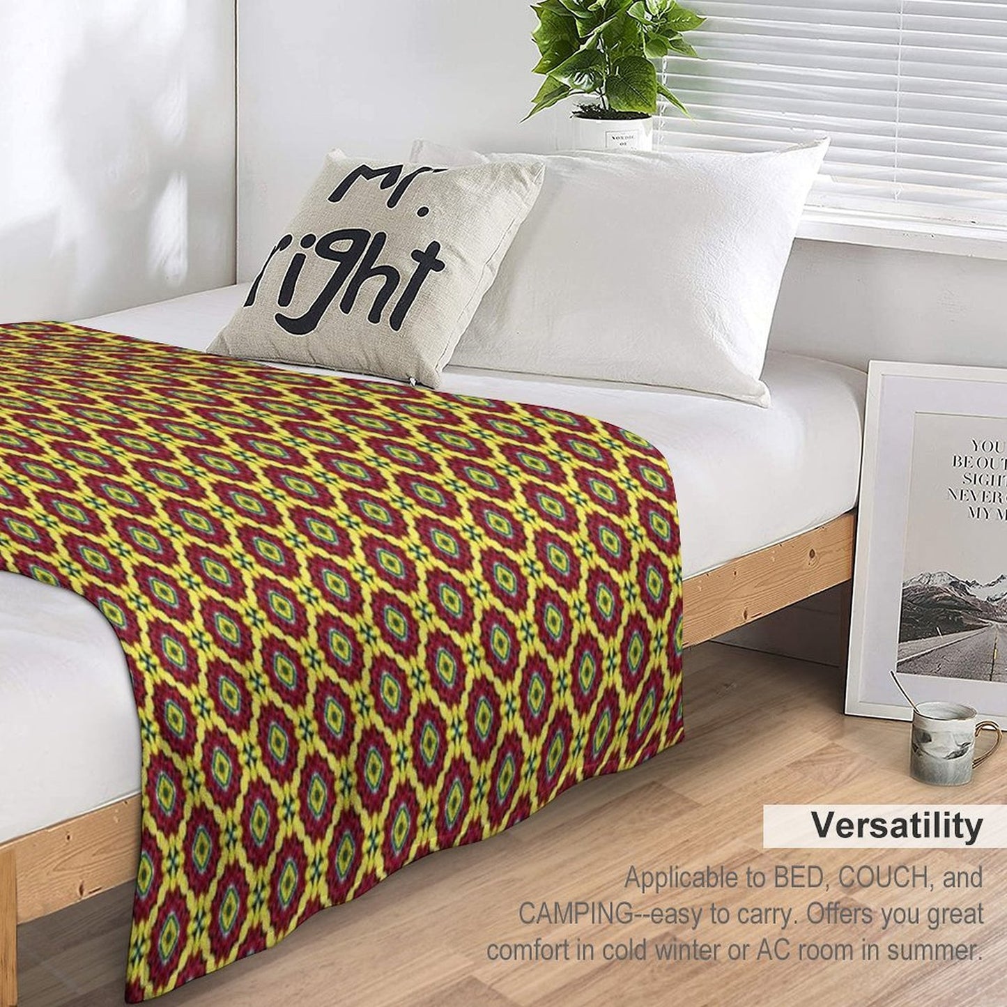Golden Red Bouquet Grand Medallions Throw Blanket
