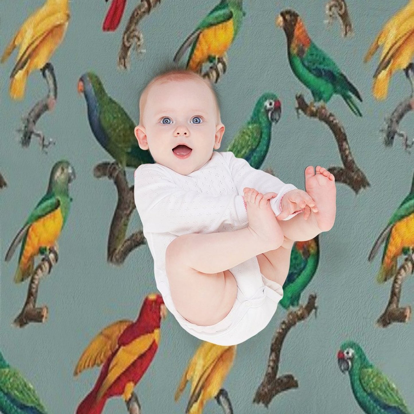 Vintage Parrot Pattern Throw Blanket