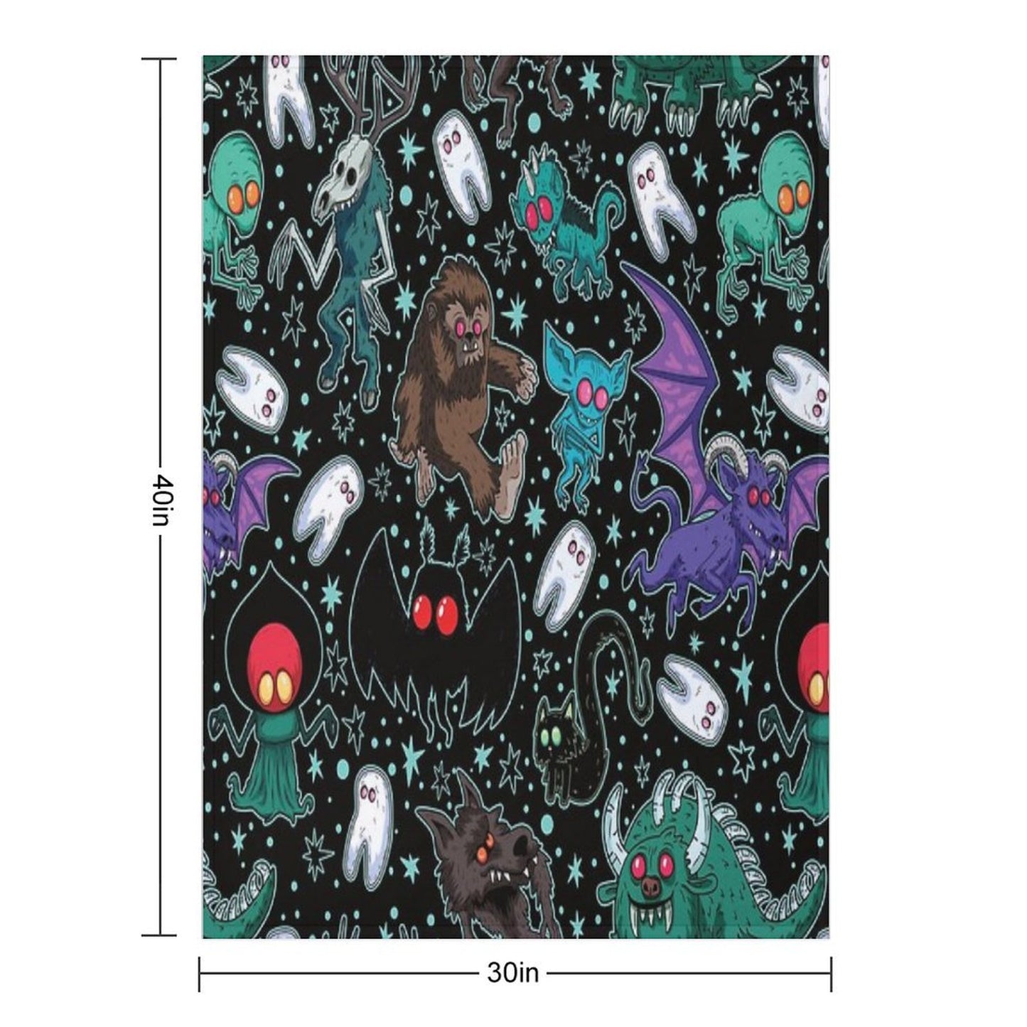Cryptids Night Black Throw Blanket
