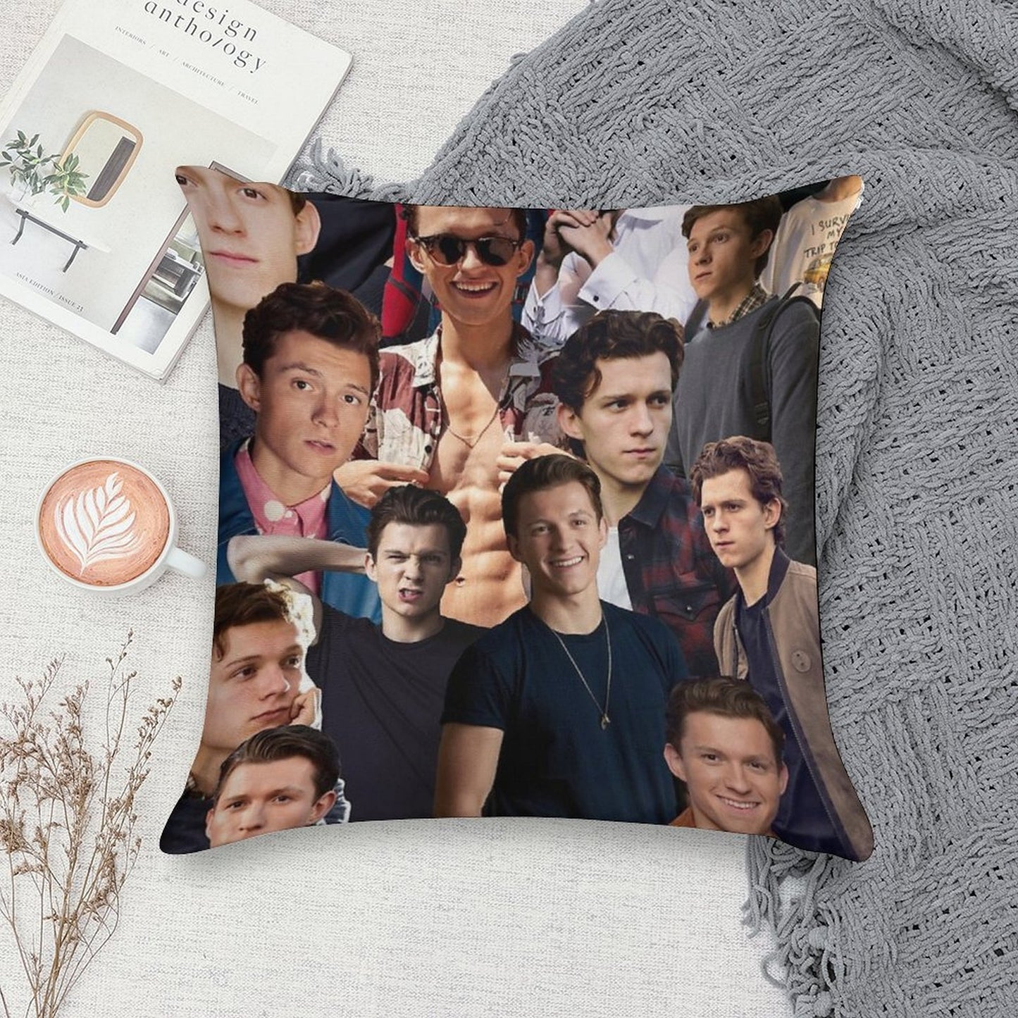 Tom Holland Collage Soft Durable Construction Throw Pillow