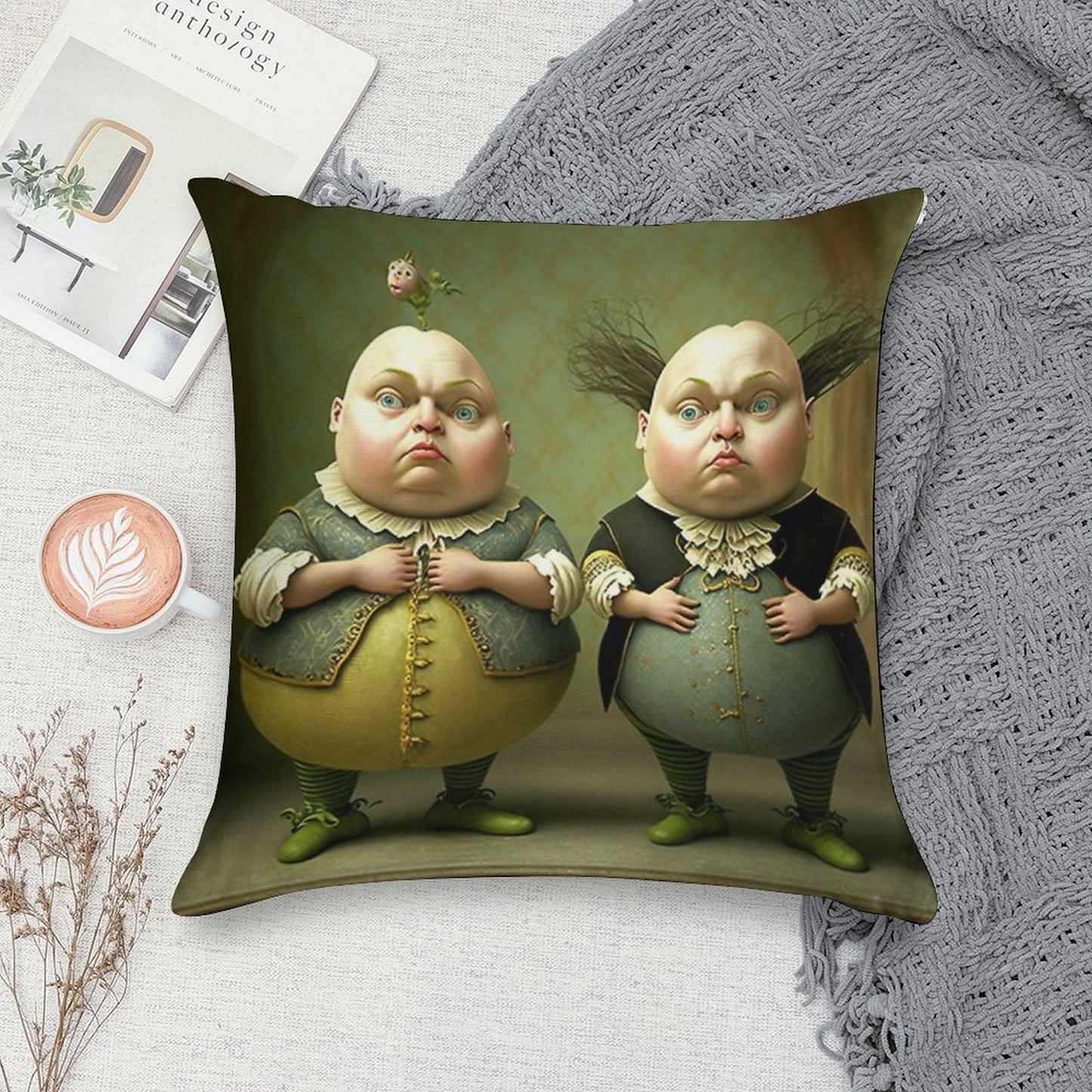 Tweedledee And Tweedledum - The Alice in Wonderland Collection Soft Hidden Zipper Throw Pillow