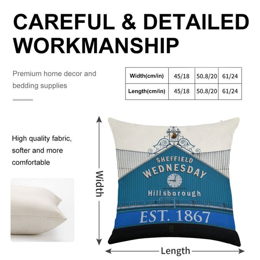 Sheffield Wednesday Famous Clock Linen Throw Pillow Cover