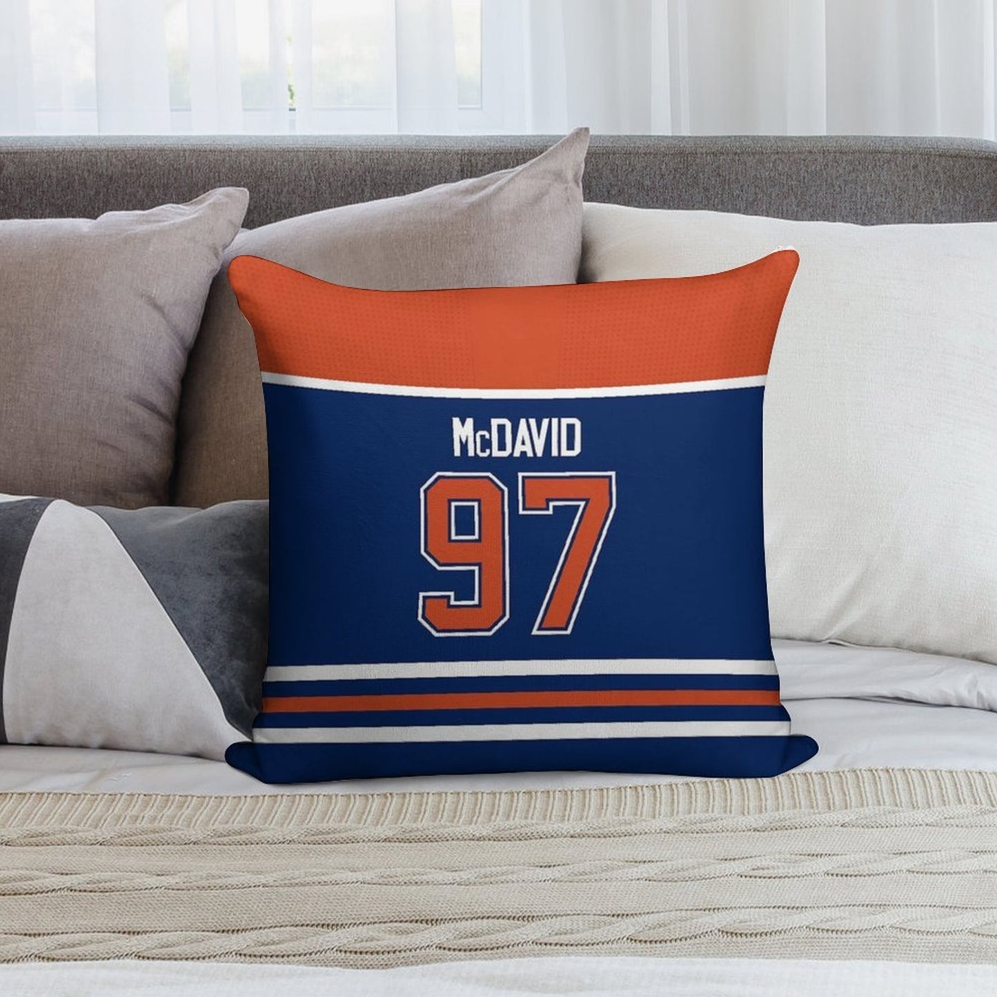 Edmonton Oilers Connor McDavid Home Jersey Back Phone Case Soft Fade-Resistant Throw Pillow