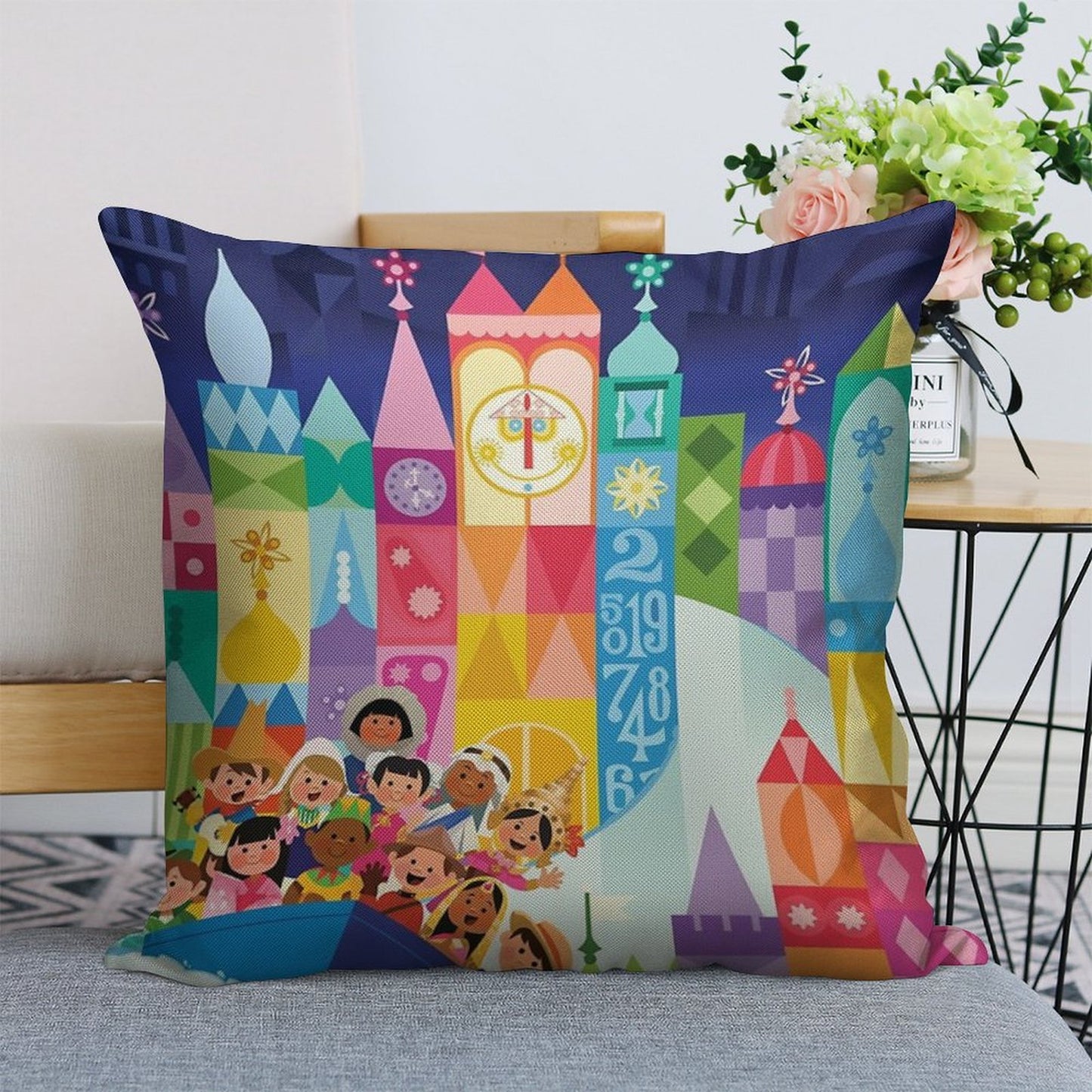 Small World Fantasyland Linen Throw Pillow Cover