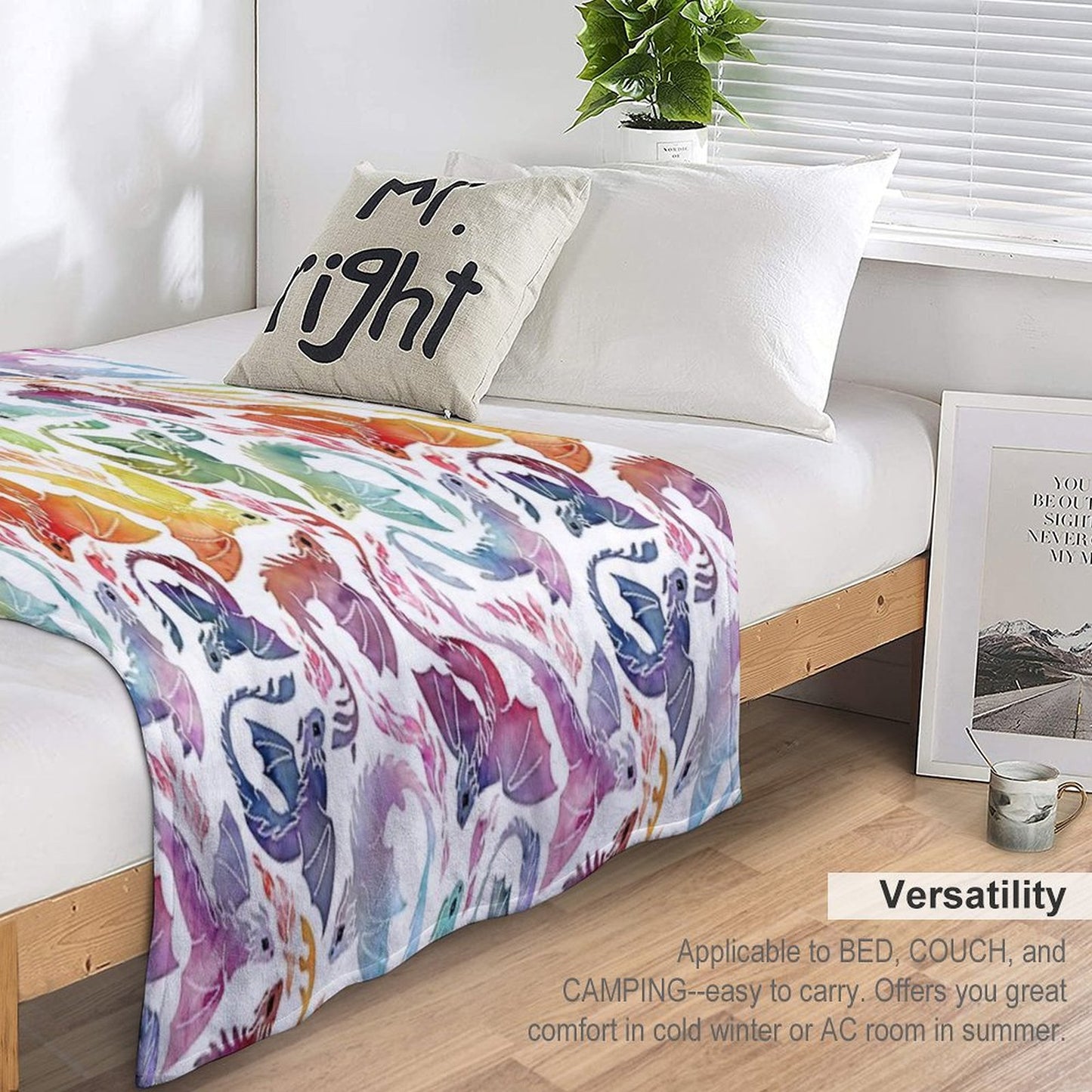 Dragon Fire Rainbow Throw Blanket