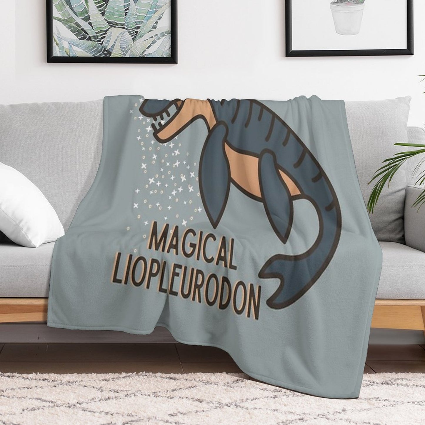 Magical Liopleurodon Charlie The Unicorn Throw Blanket