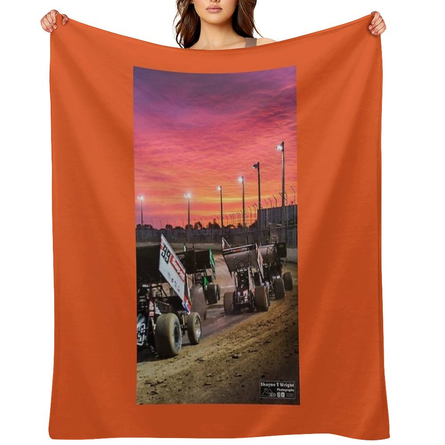 Sunset at The Speedway Track. Throw Blanket