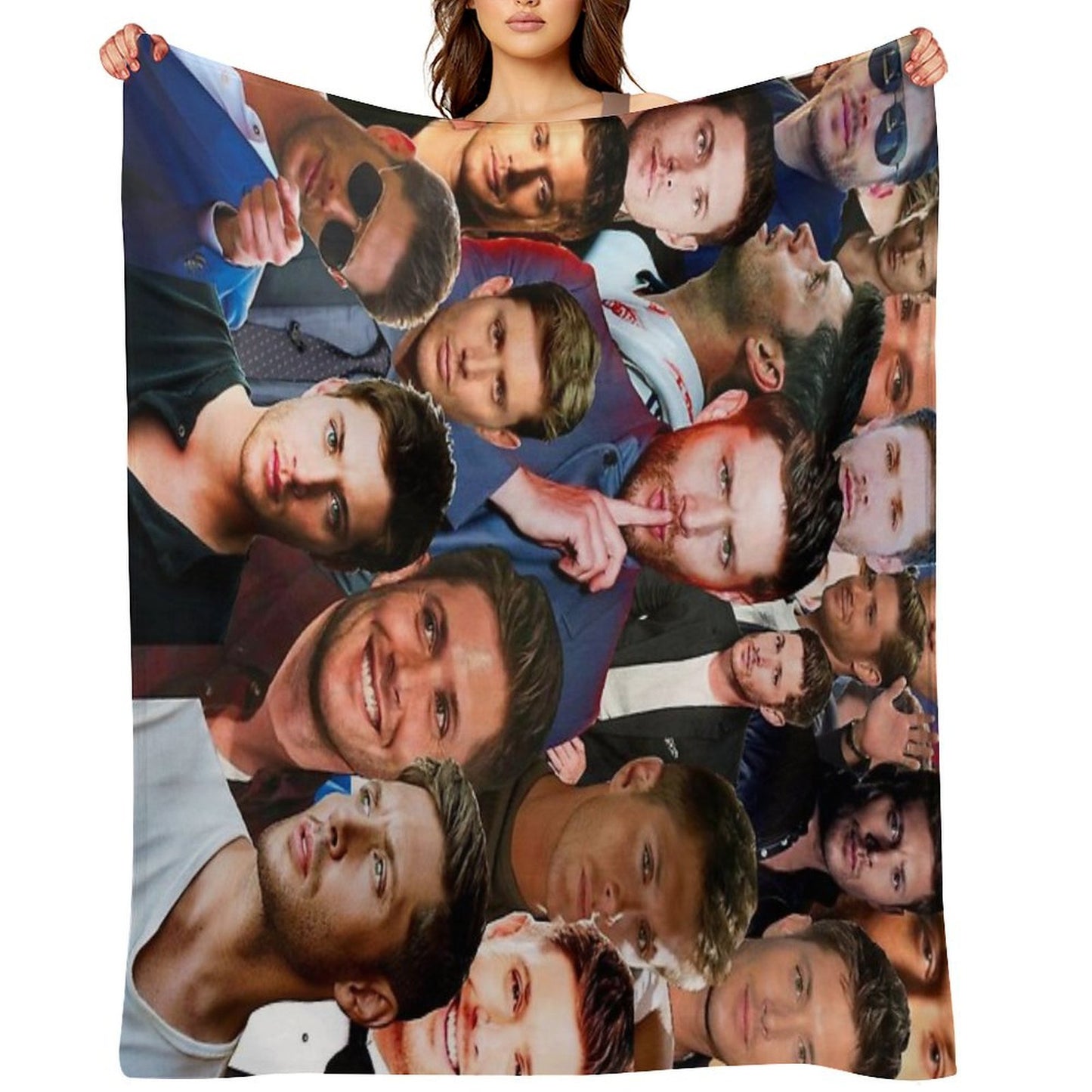 Jensen Ackles Photo Collage Throw Blanket