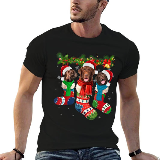 Chocolate Lab In Christmas Socks Breathable T-Shirt