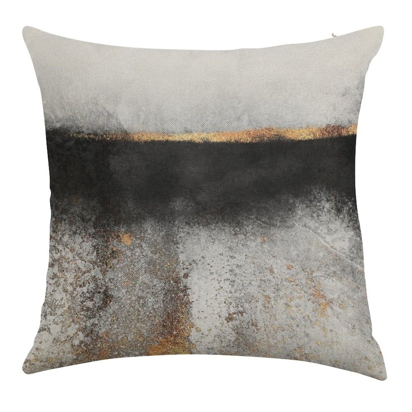 Soot And Gold Linen Throw Pillow Cover