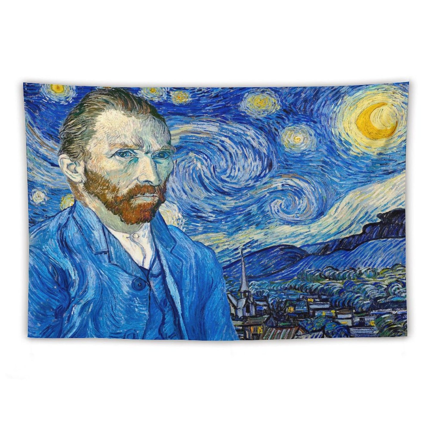 Van Gogh Self-Portrait in Front of Starry Night Tapestry