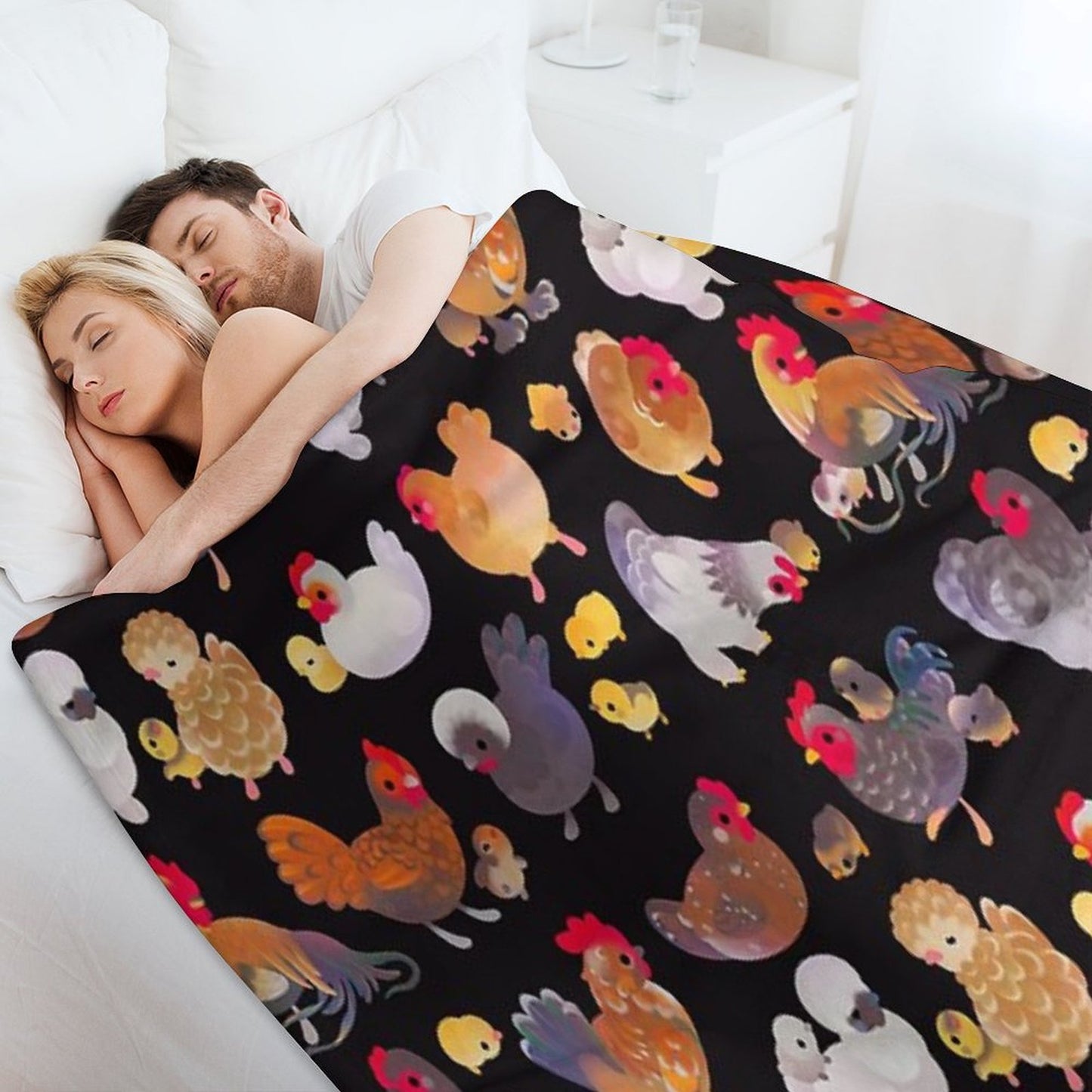 Chicken And Chick - Dark Throw Blanket