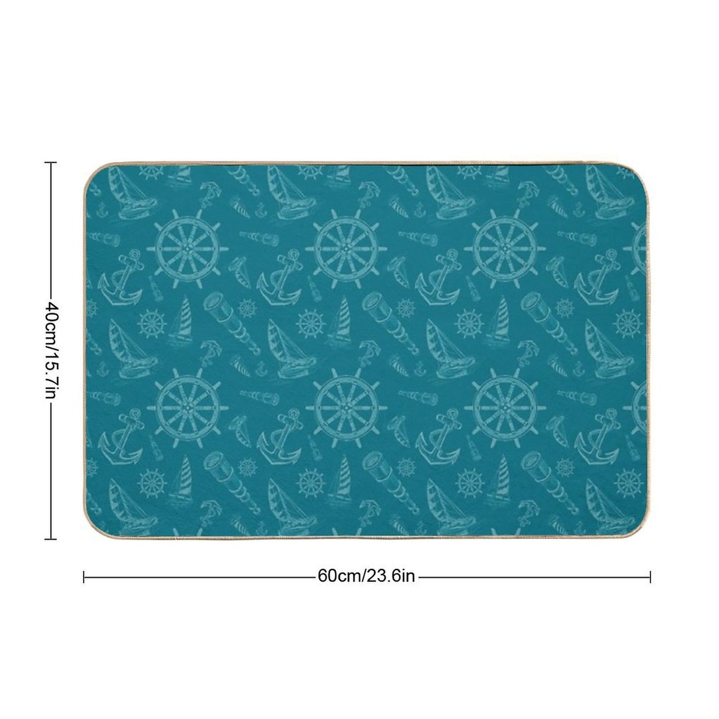 New Nautical Sketches Tone on Tone Using Florida Color Palette by Benjamin Moore- Naples Blue Absorbent Bath Mat