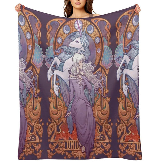 Lady Amalthea - The Last Unicorn Throw Blanket