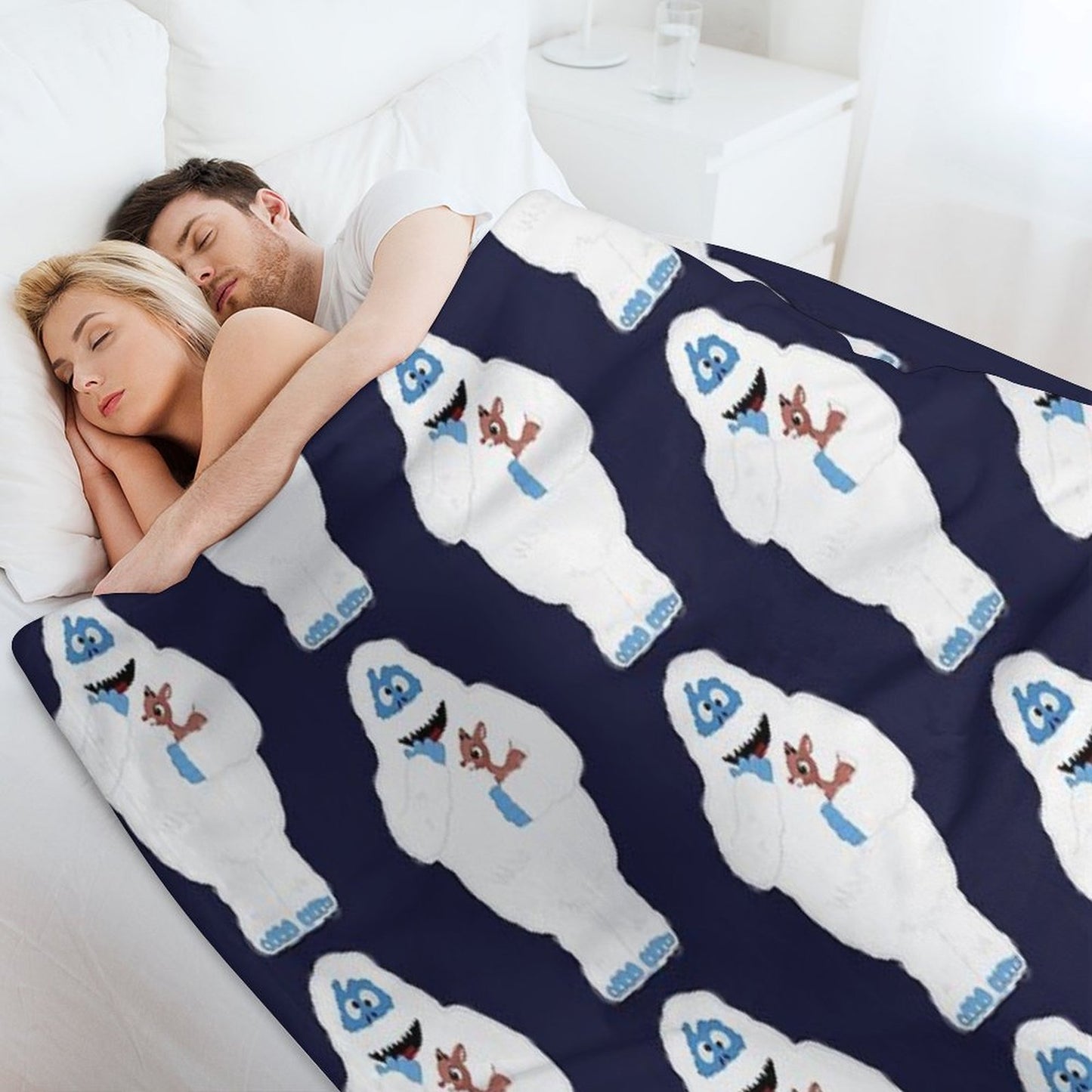 Classic Christmas Abominable Snowman with Rudolph © GraphicLoveShop Throw Blanket