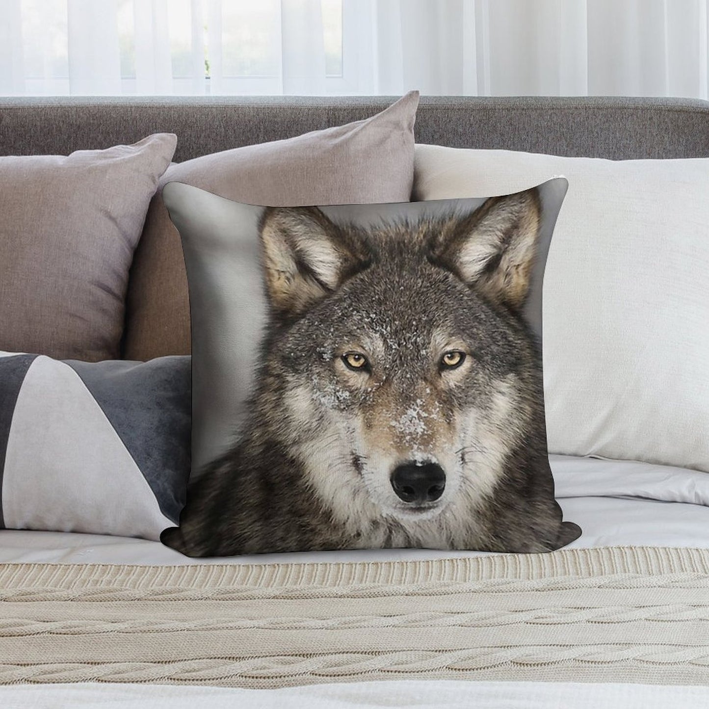 Animal Print - Wolf by Aariv Soft Multiple Sizes Throw Pillow