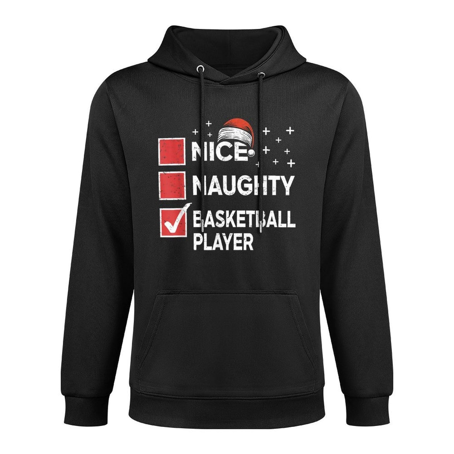 Christmas Nice Naughty Basketball Player Xmas List Santa Hat Moisture-Wicking Hoodie