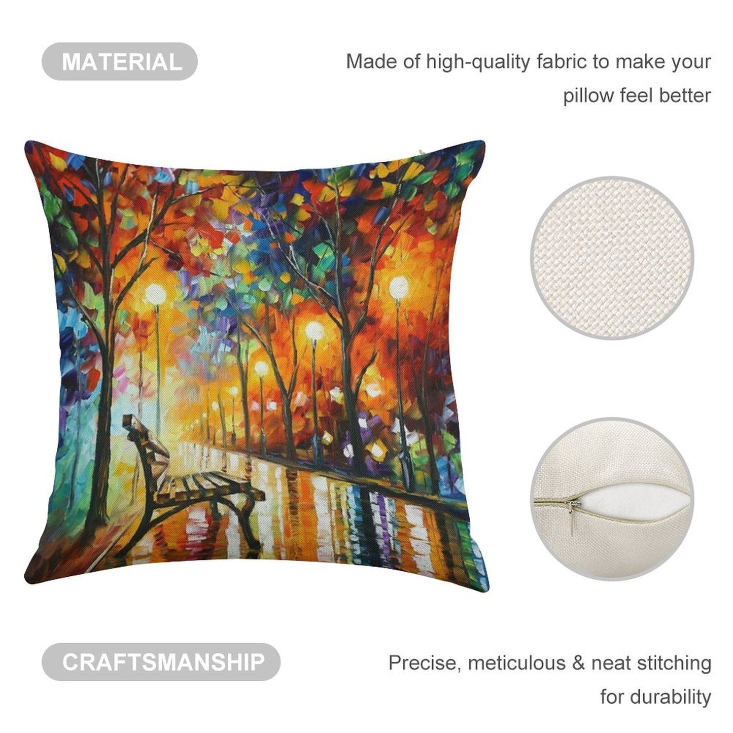 THE LONELINESS OF AUTUMN - Leonid Afremov Linen Throw Pillow Cover