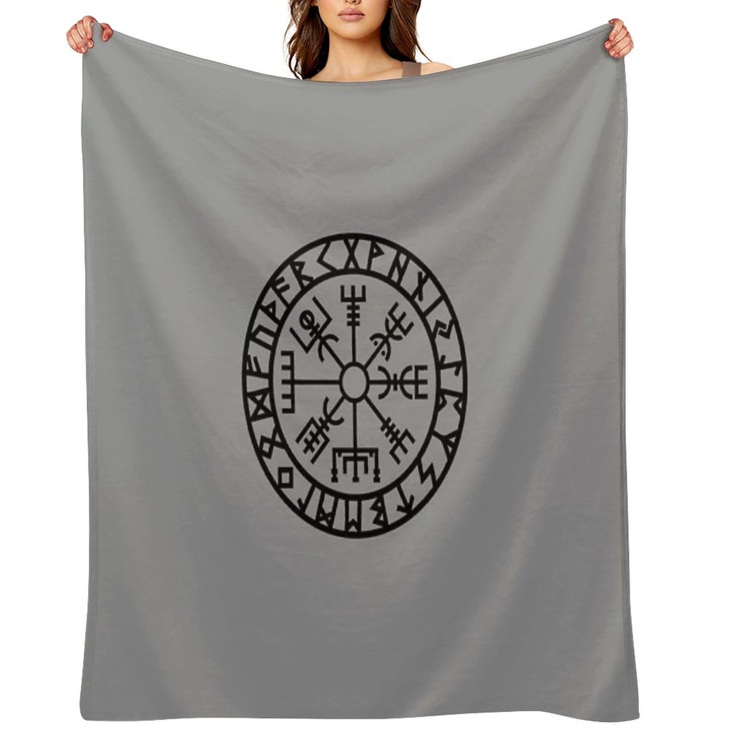 Vegvisir - Futhark - Runes - Navigator - Vikings Throw Blanket