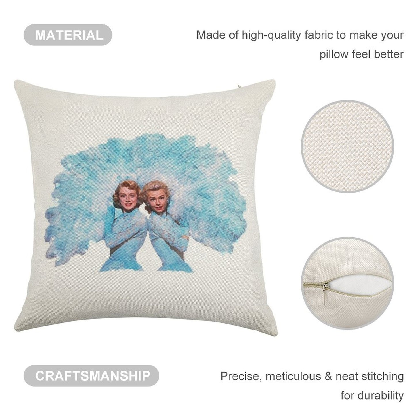 Sisters - Watercolor Linen Throw Pillow Cover