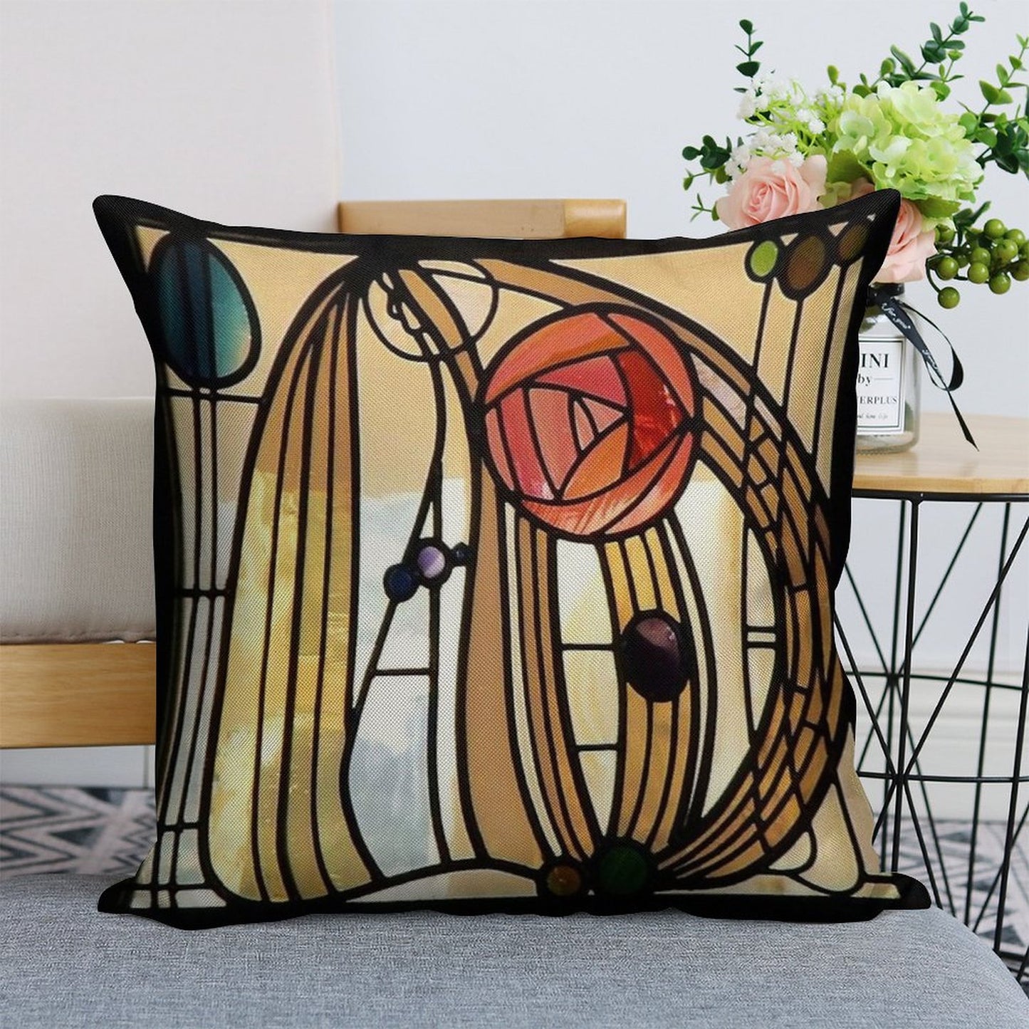 MacIntosh Rose Linen Throw Pillow Cover