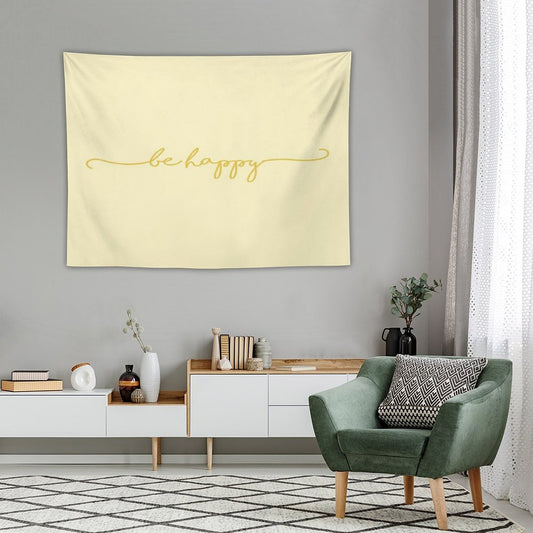 Be Happy-Yellow Tapestry