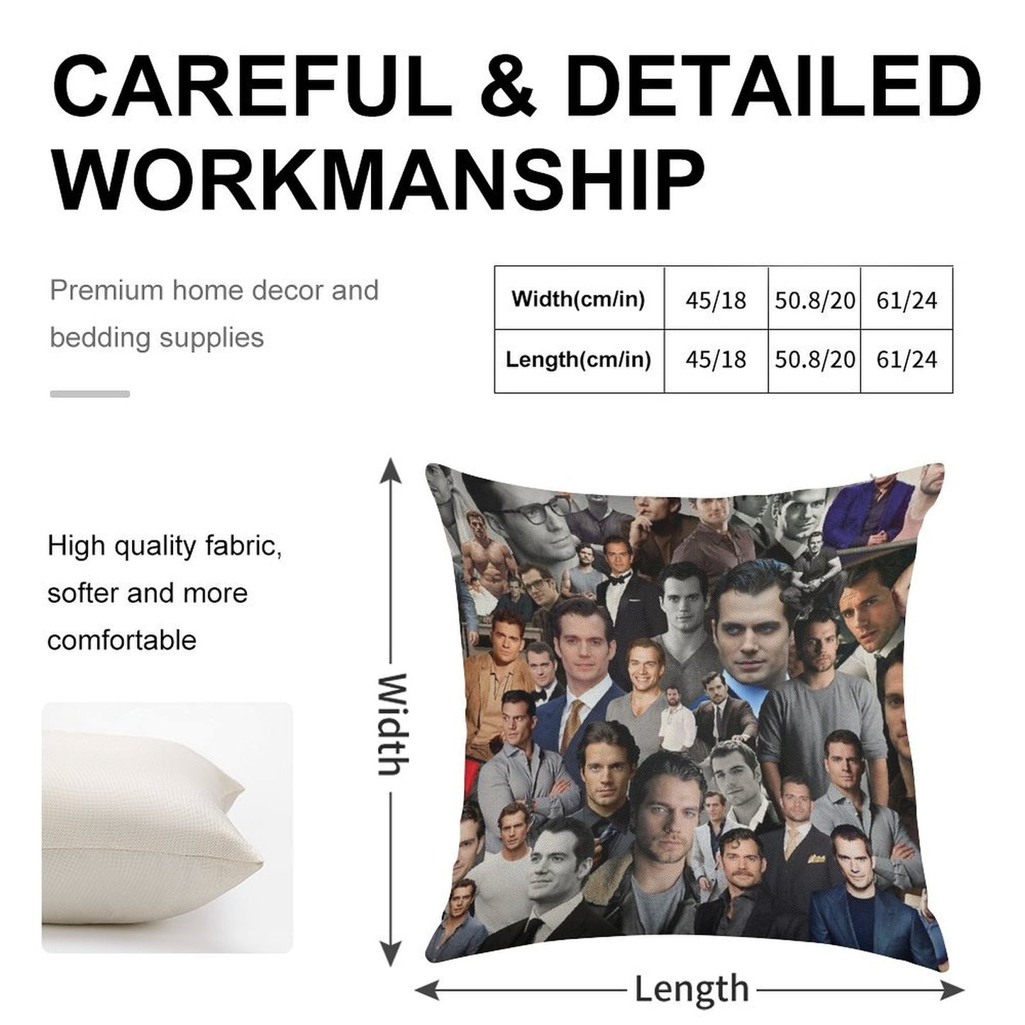 Henry Cavill Linen Throw Pillow Cover